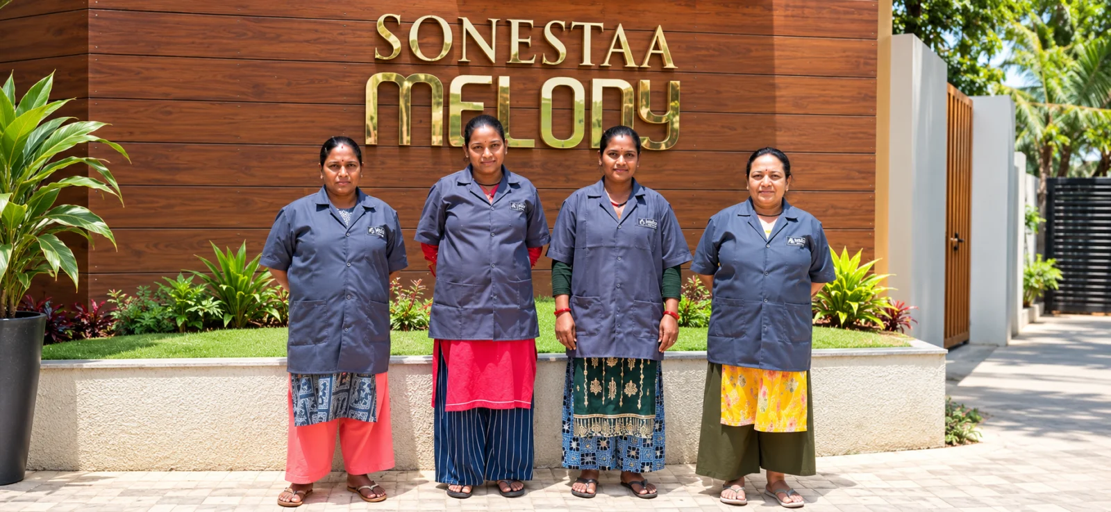 Merlla housekeeping crew at a gated apartment community
