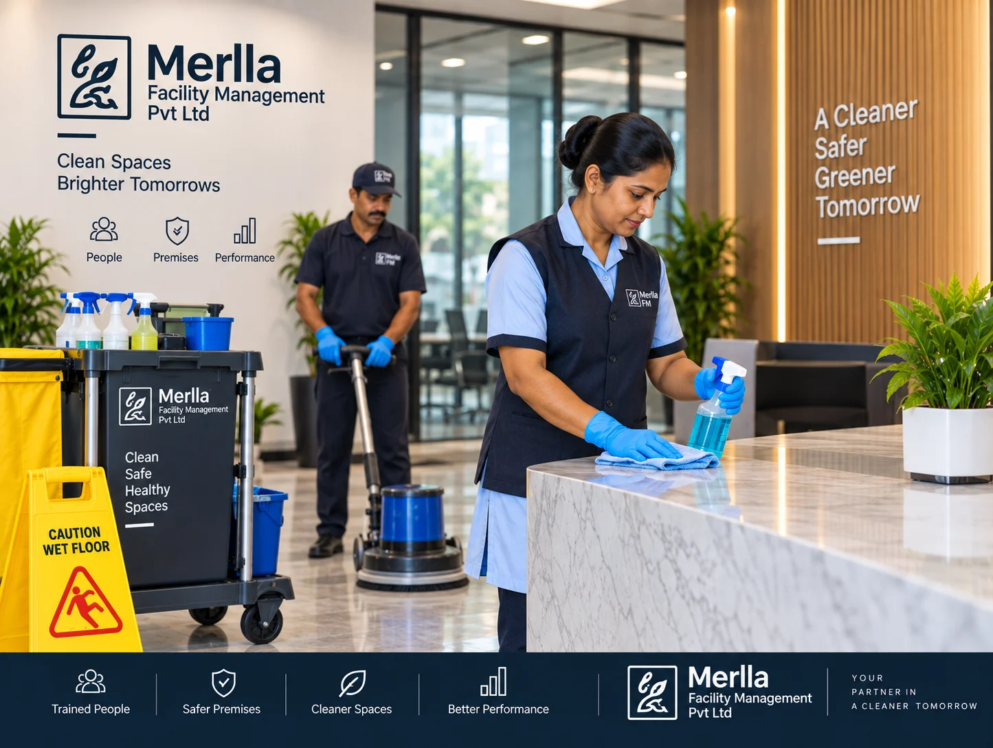 Merlla Facility Management team, a cleaner safer greener tomorrow